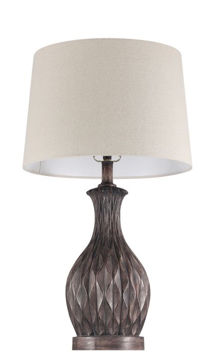 ##Antique Hardware## 1 Light Resin Base Table Lamp in Carved Painted Brown