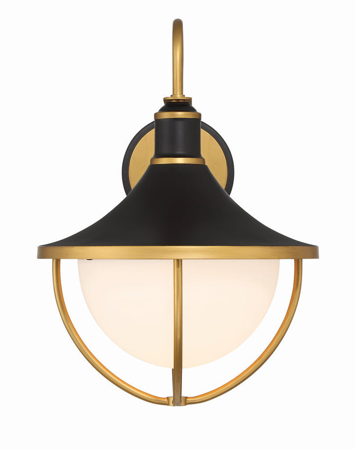 Crystorama Crystorama Atlas 1 Light Matte Black + Textured Gold Outdoor Sconce