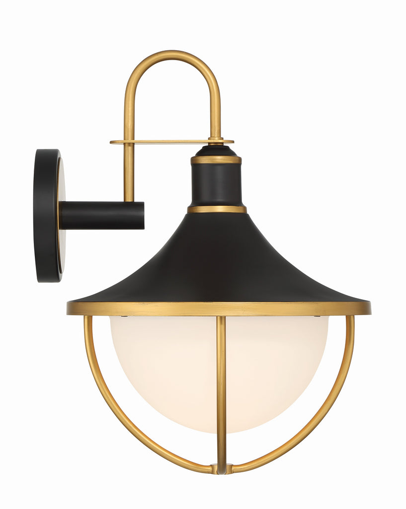 Crystorama Crystorama Atlas 1 Light Matte Black + Textured Gold Outdoor Sconce