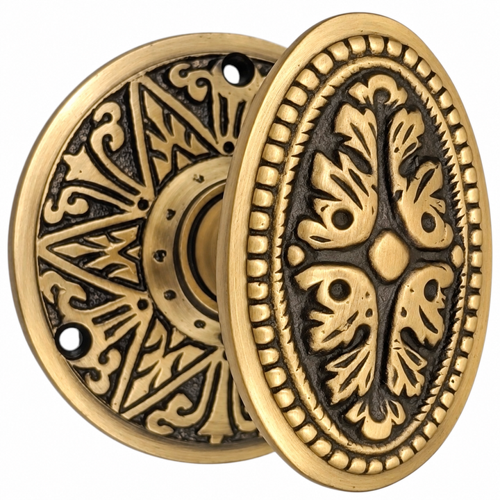 Eastlake Rosette Door Set with Avalon Oval Door Knobs (Several Finishes Available)