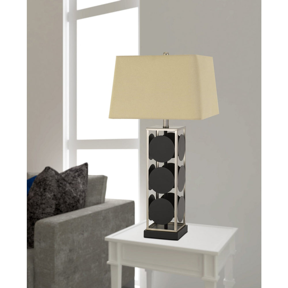 HANSON METAL TABLE LAMP WITH SQUARE FABRIC SHADE Cal Lighting