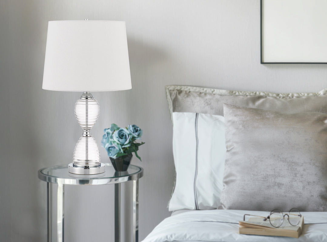 EDEN GLASS TABLE LAMP WITH TAPER DRUM HARDBACK SHADE Cal Lighting