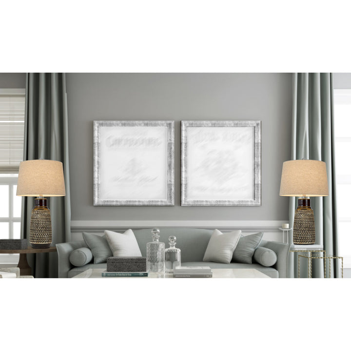 150W 3 WAY SCOTTSBORO CERAMIC TABLE LAMP AND HARDBACK TAPER DRUM SOFT BURLAP SHADE (SOLD AS PAIRS) Cal Lighting