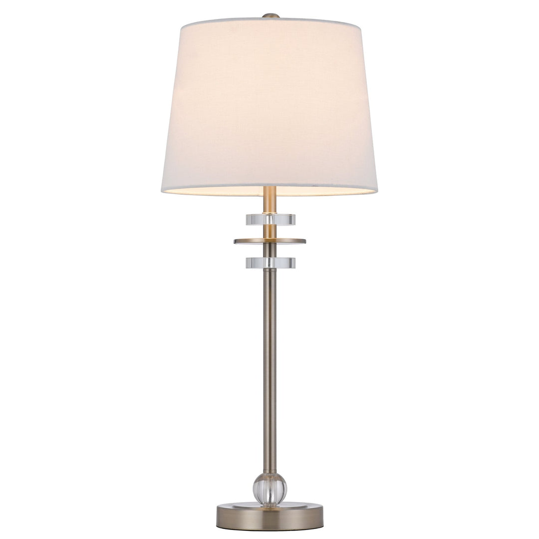60W SITKA BUFFET LAMP WITH CRYSTAL ACCENT FONT AND HARDBACK TAPER DRUM FABRIC SHADE (SOLD AS PAIRS) Cal Lighting