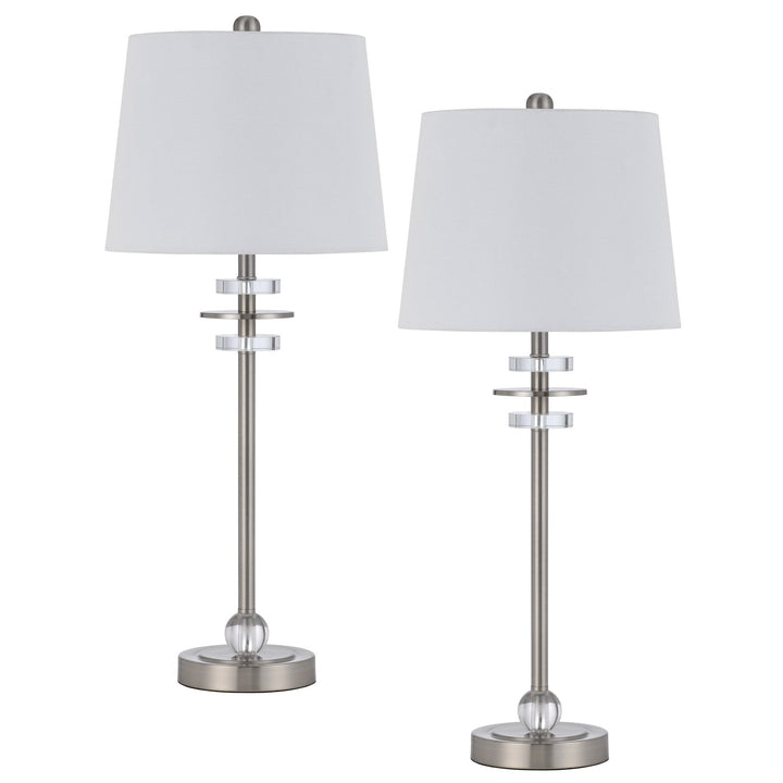 60W SITKA BUFFET LAMP WITH CRYSTAL ACCENT FONT AND HARDBACK TAPER DRUM FABRIC SHADE (SOLD AS PAIRS) Cal Lighting