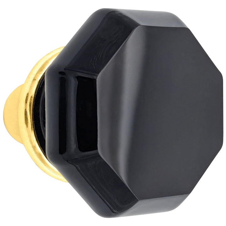 Octagon Black Glass Spare Door Knob Set (Several Finishes Available)
