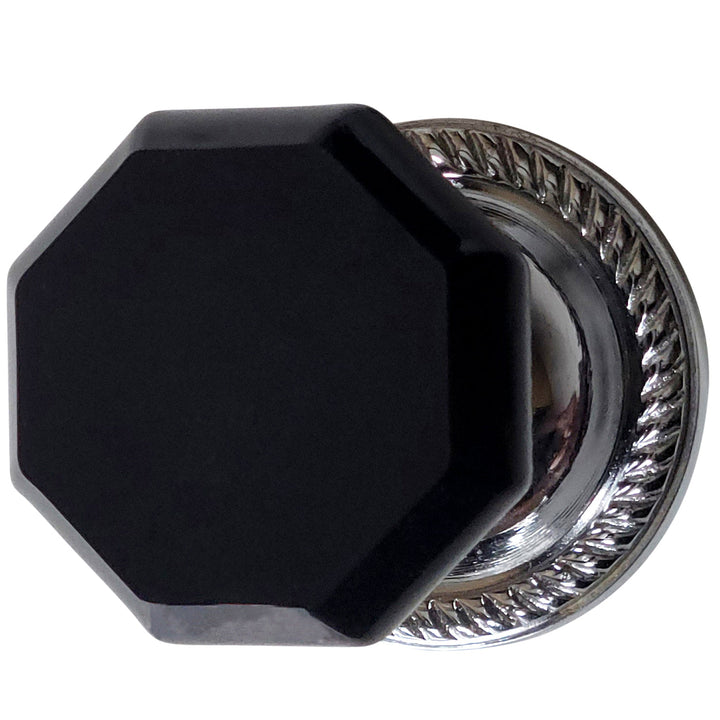 Georgian Roped Rosette with Black Octagon Crystal Door Knobs (Several Finishes Available) COPPER MOUNTAIN HARDWARE