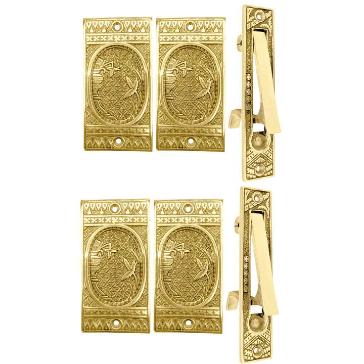 COPPER MOUNTAIN HARDWARE Broken Leaf Pattern Pocket Door Set in Several Finishes
