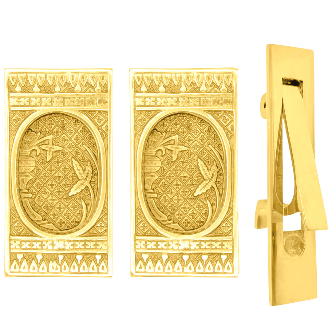 Broken Leaf Pattern Pocket Door Set (Several Finishes Available)