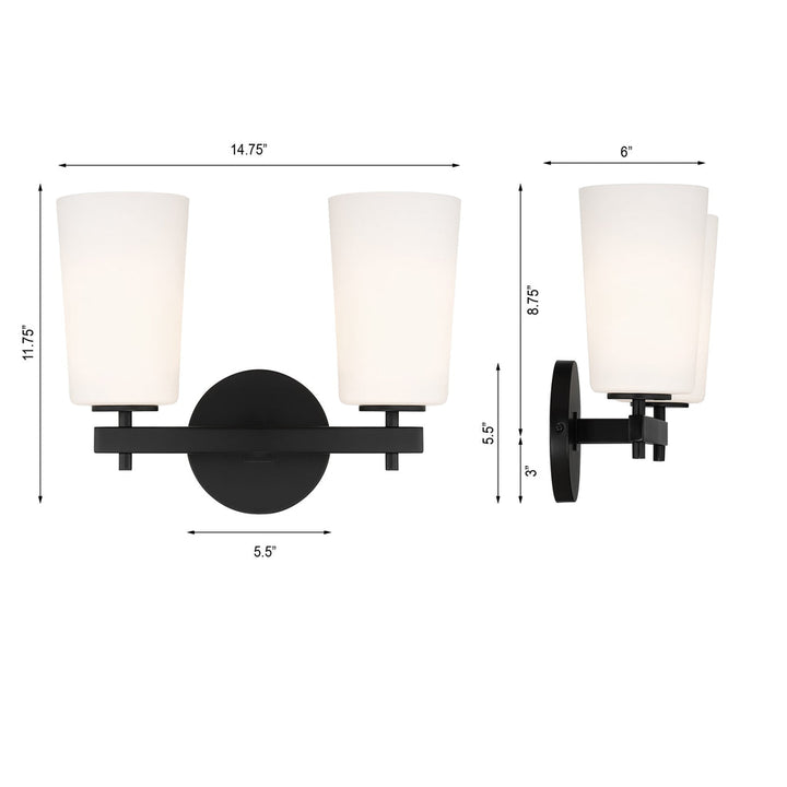 Crystorama Crystorama Colton 2 Light Black Bathroom Vanity