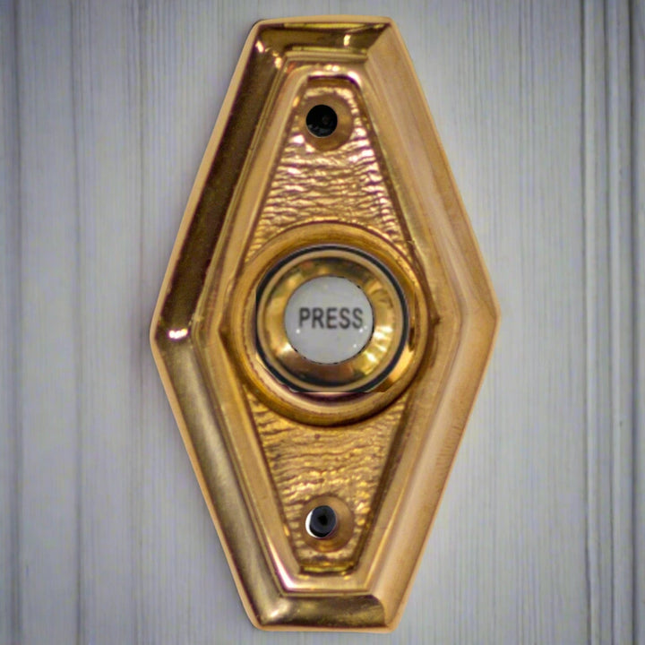 2 1/2 Inch Solid Brass Art Deco Style Doorbell Button (Several Finishes Available) COPPER MOUNTAIN HARDWARE