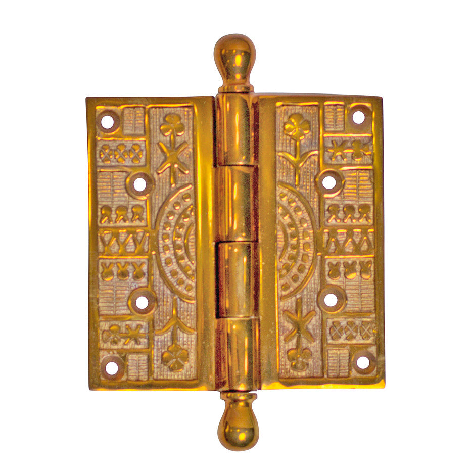 4 x 4 Inch Ball Tipped Eastlake Solid Brass Hinge COPPER MOUNTAIN HARDWARE