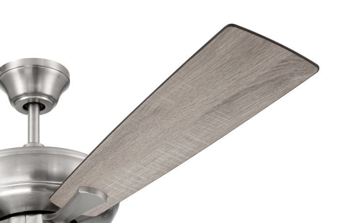 ##Antique Hardware## 52" Eos Frost 4 Light in Brushed Polished Nickel w/ Driftwood/Walnut Blades