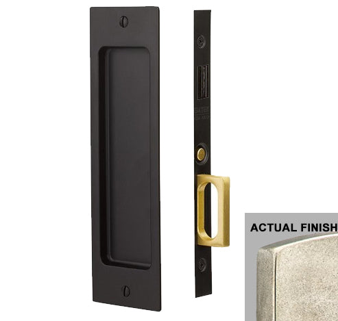 EMTEK Sandcast Rustic Modern Rectangular Keyed Privacy Pocket Door Mortise