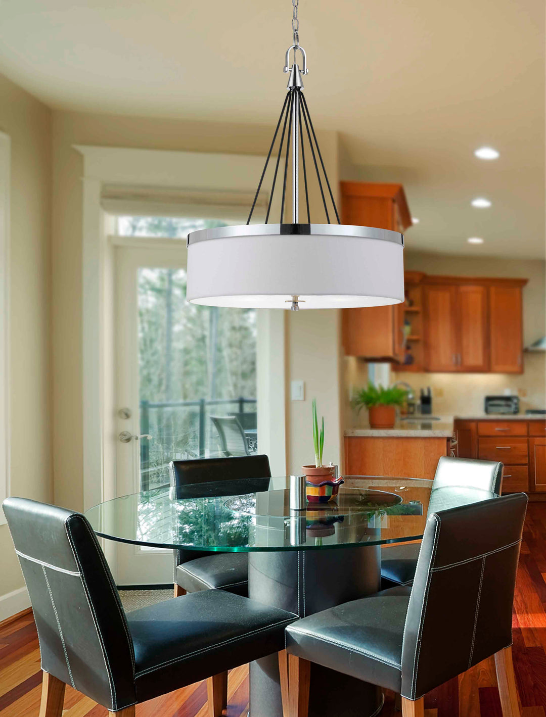 60W X 3 RIMINI PENDANT FIXTURE WITH HARDBACK FABRIC SHADE Cal Lighting