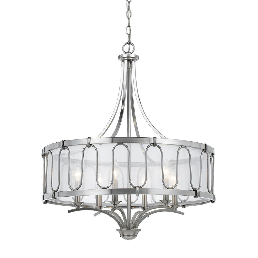 60W X 6 VINCENZAMETAL  CHANDELIER WITH TRASPARENT FABRIC SHADE Cal Lighting