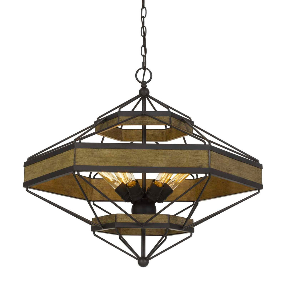 ALICANTE 60W X 6 PINE WOOD/METAL CHANDELIER  (EDISON BULBS NOT INCLUDED) Cal Lighting