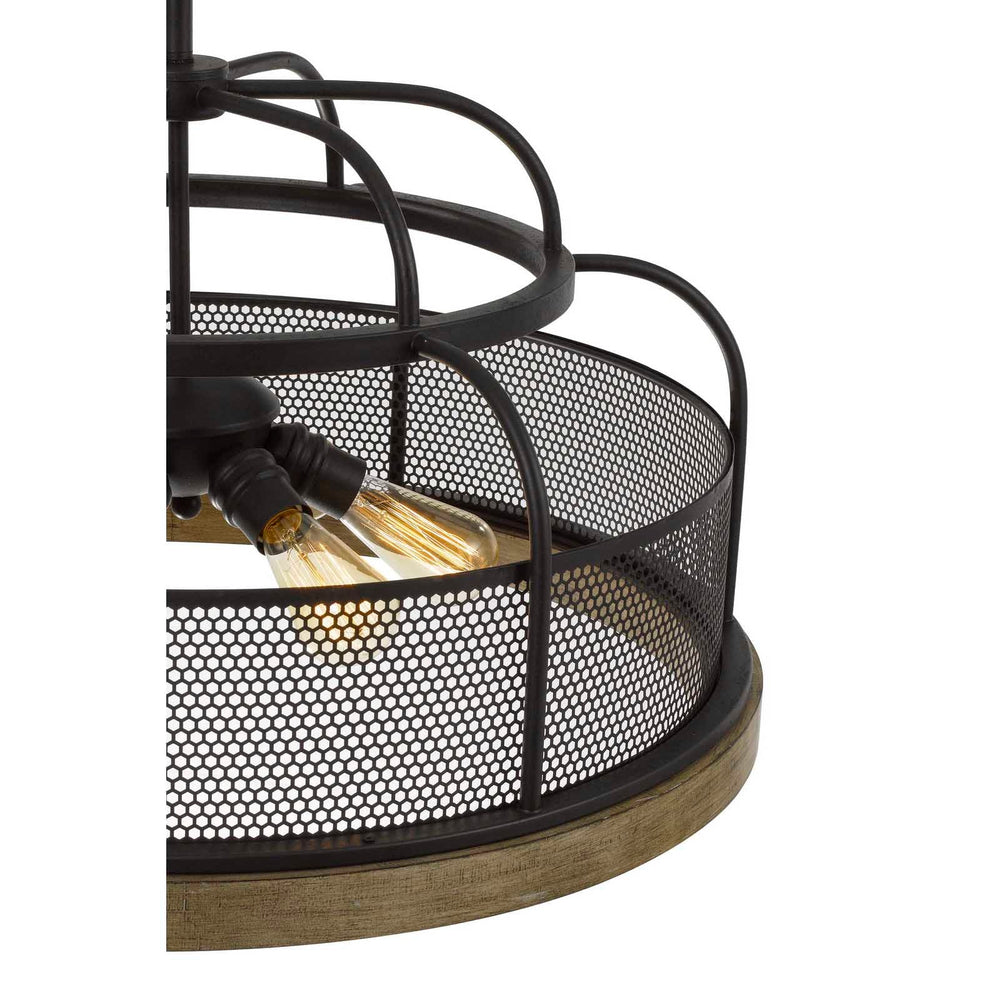 AKAKI 60W X 6 METAL/PINE WOOD CHANDELIER  (EDISON BULBS NOT INCLUDED) Cal Lighting