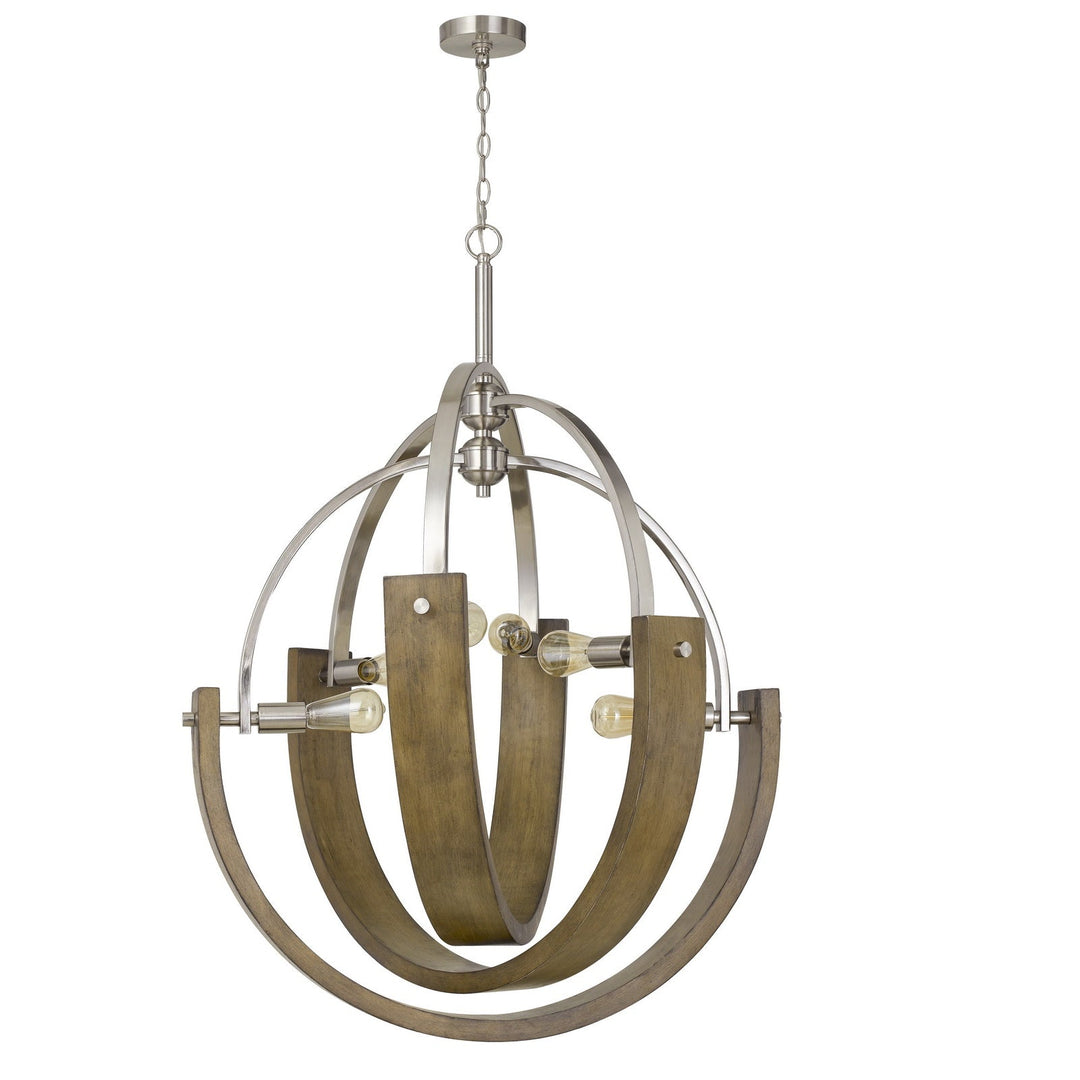60W X 6 RAUMA METAL/WOOD CHANDELIER (EDISON BULBS ARE NOT INCLUDED) Cal Lighting