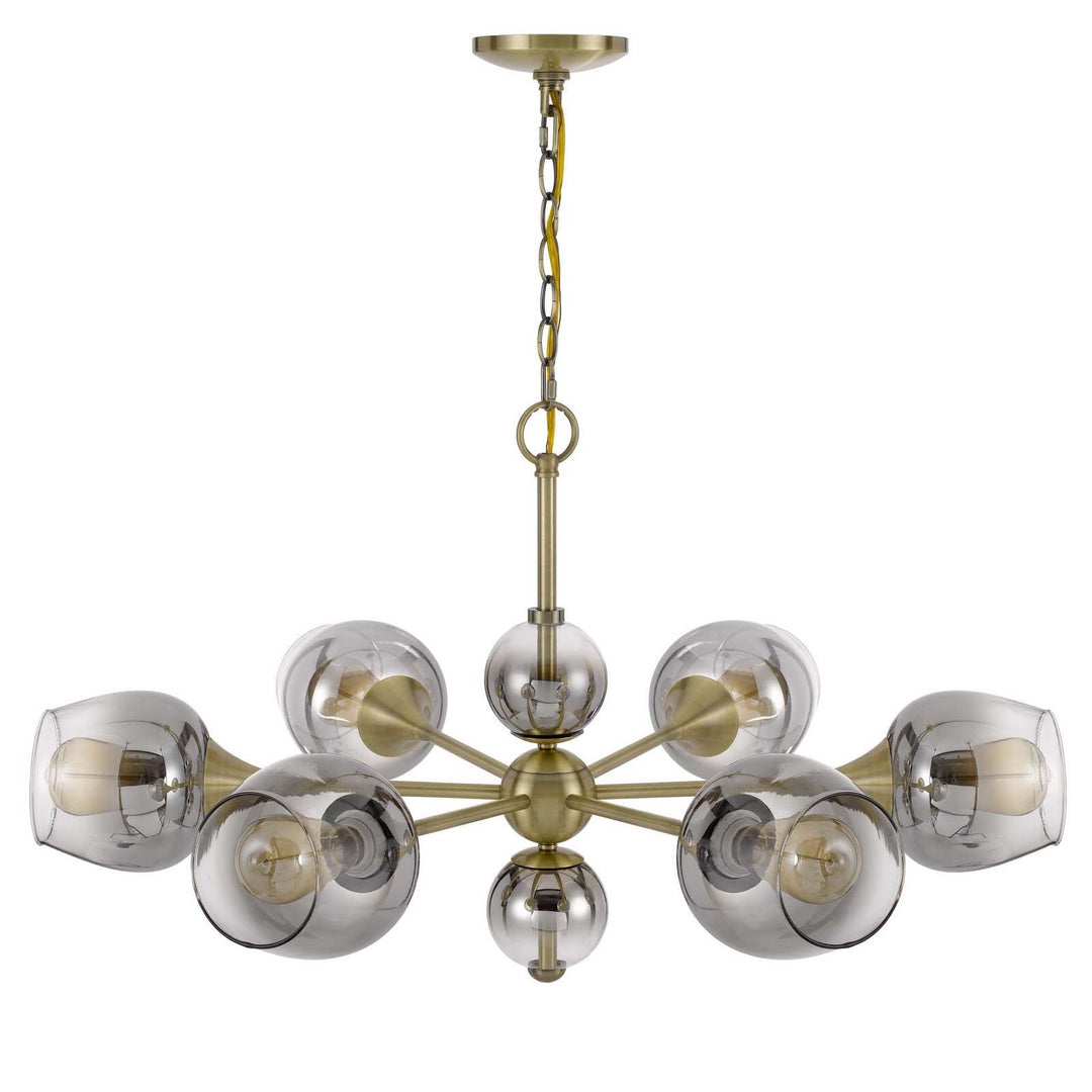 60W X 6 PENDLETON METAL CHANDELIER WITH ELECTORAL PLATED SMOKED GLASS SHADES Cal Lighting