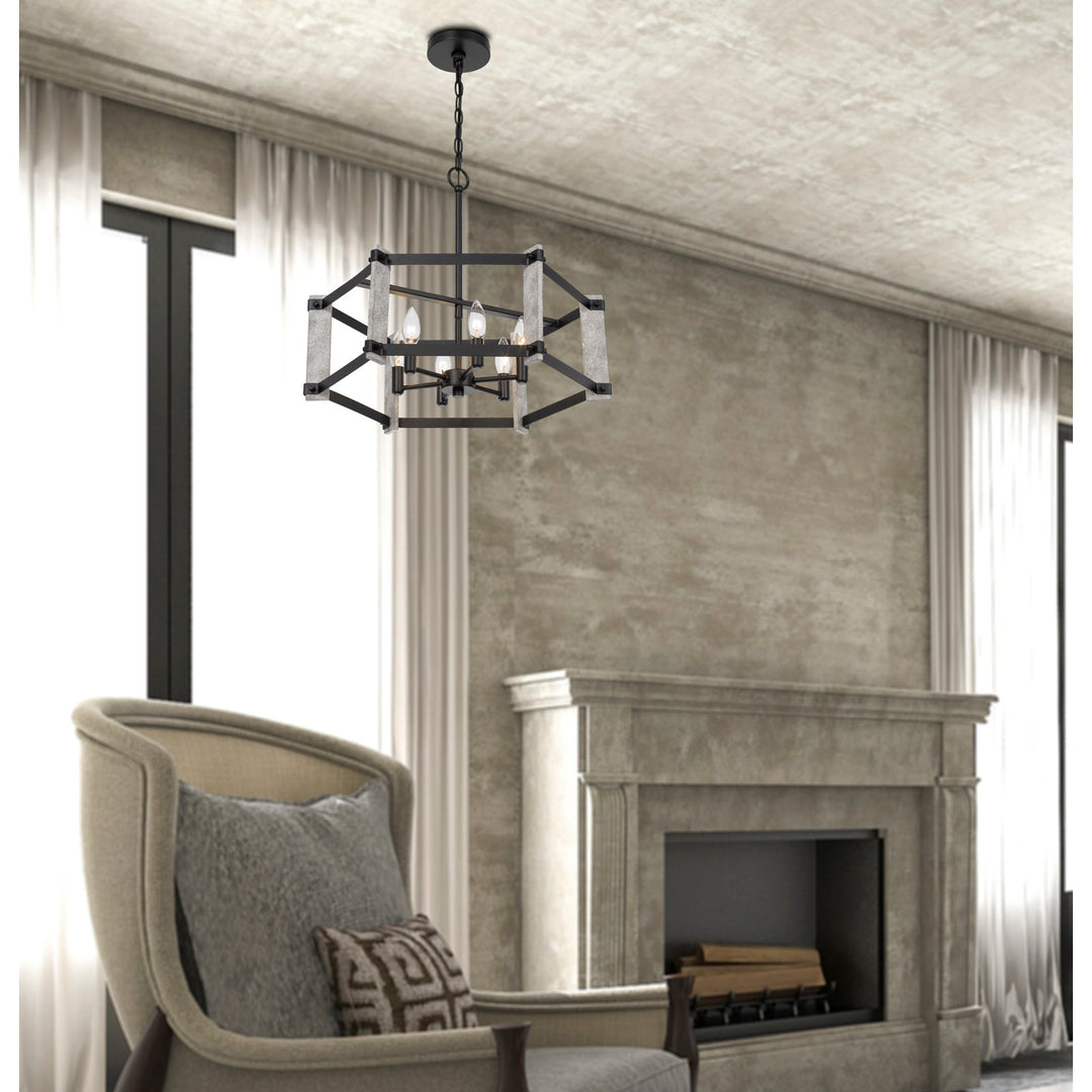 60W X 6 RUTLAND HAMMERED METAL CHANDELIER Cal Lighting