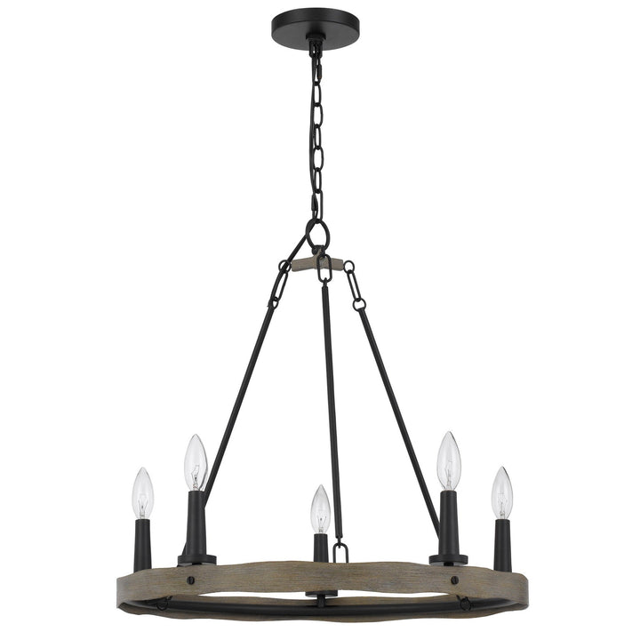 MAIDSTONE METAL CHANDELIER WITH WOOD FINISH Cal Lighting