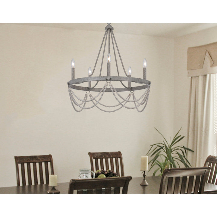 60W X 5 ANNISTON BEADED METAL CHANDELIER Cal Lighting