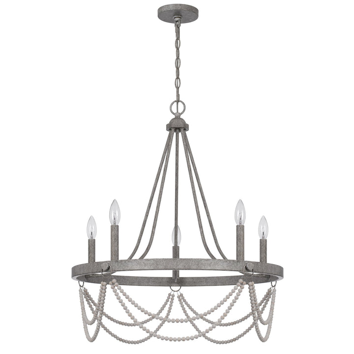 60W X 5 ANNISTON BEADED METAL CHANDELIER Cal Lighting