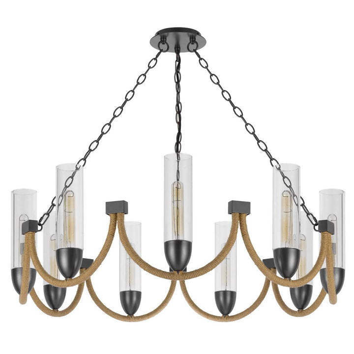 60W X 9 ARGYLE METAL CHANDELIER WITH MOSS RODS AND GLASS SHADES Cal Lighting