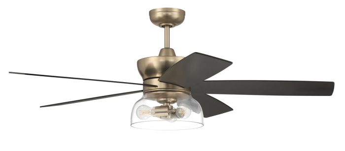 ##Antique Hardware## 52" Gibson in Satin Brass w/ Flat Black/Black Walnut Blades