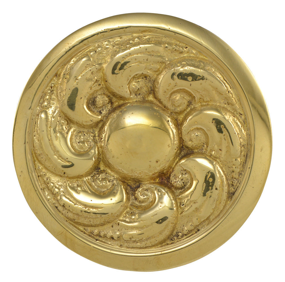 COPPER MOUNTAIN HARDWARE Solid Brass Round Ocean Waves Cabinet & Furniture Knob