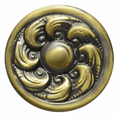 COPPER MOUNTAIN HARDWARE Solid Brass Round Ocean Waves Cabinet & Furniture Knob