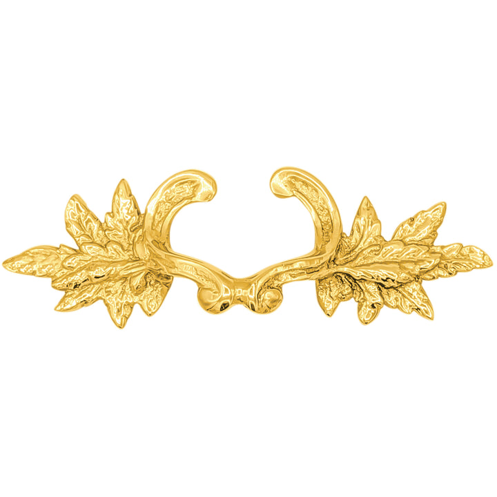 6 Inch (4 3/8 Inch C-C) Solid Brass Ornate French Leaves Pull