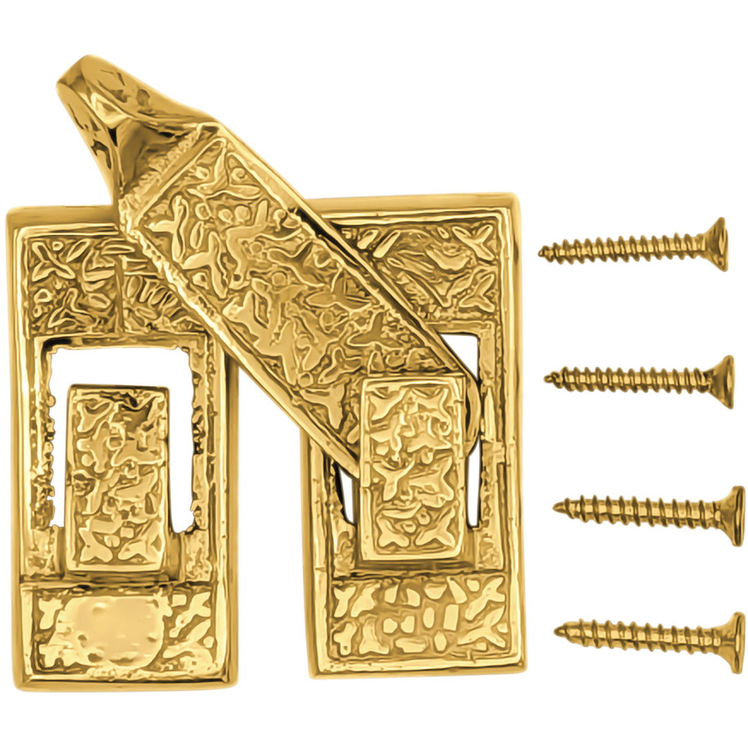 Solid Brass Rice Pattern Cabinet Latch (Several Finishes Available)