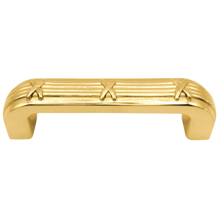 3 1/2 inch Overall (3 inch C-C) Ribbon & Reed Trellis Cabinet Pull (Several Finishes Available)