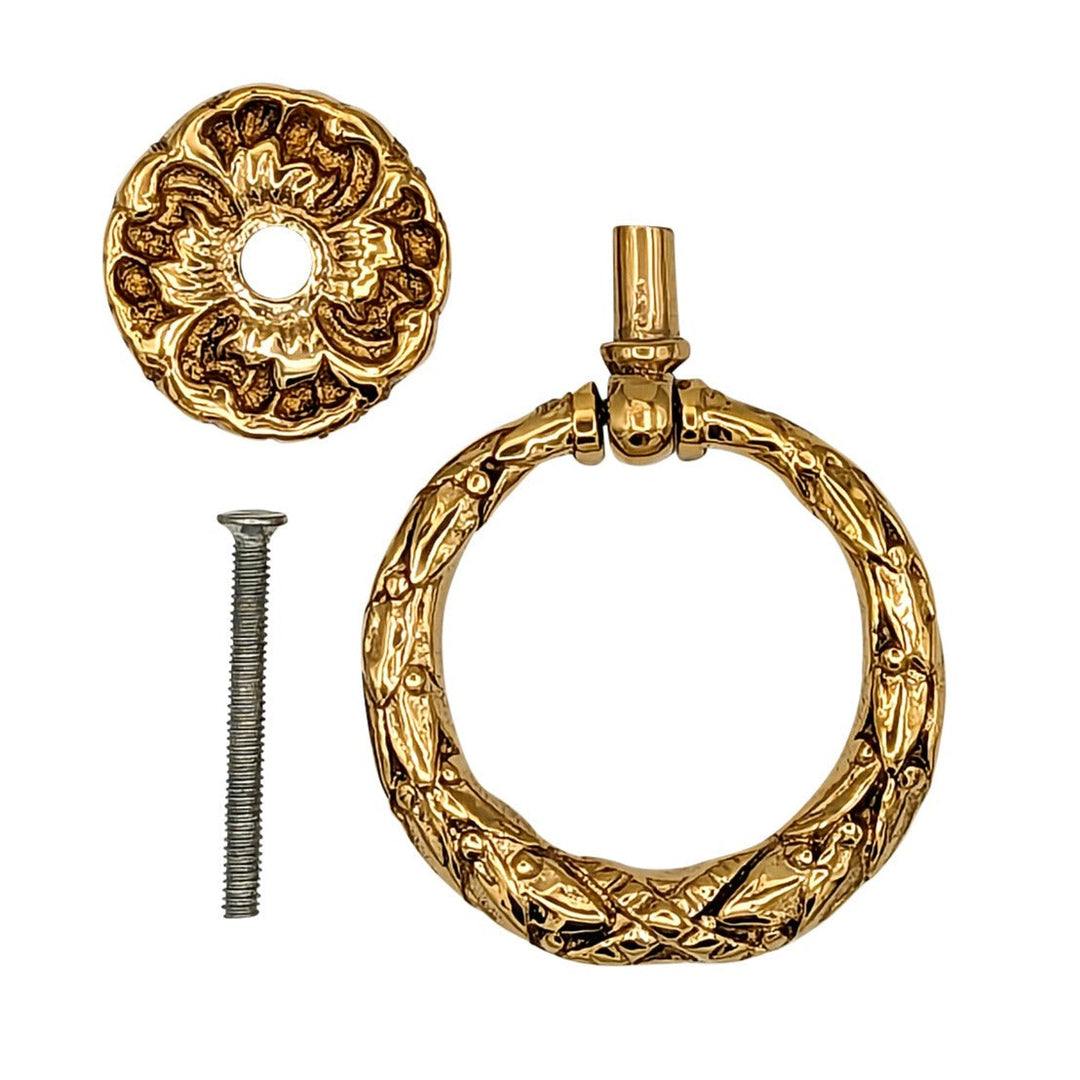 2 1/4 Inch Solid Brass French Floral Drawer Ring Pull COPPER MOUNTAIN HARDWARE