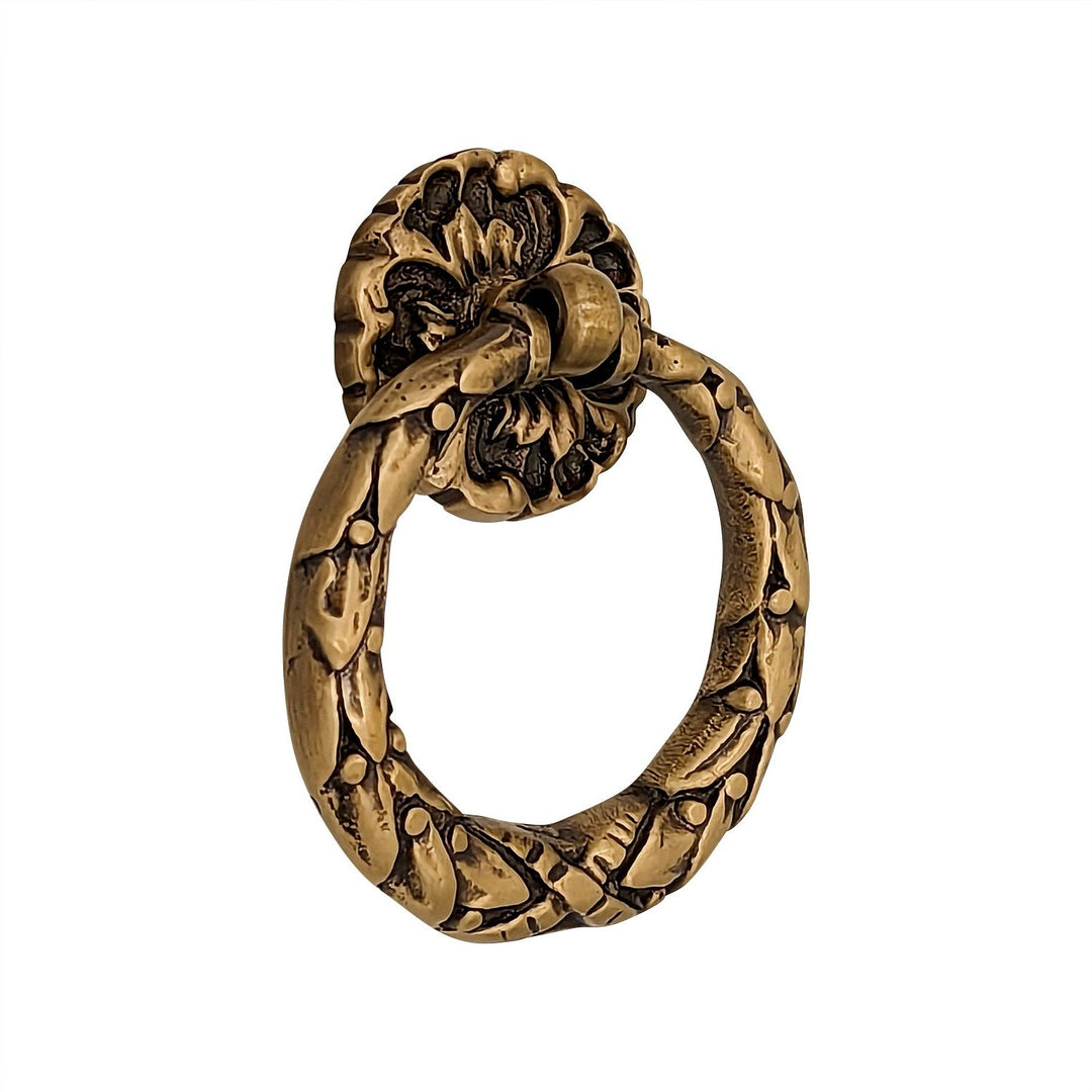 2 1/4 Inch Solid Brass French Floral Drawer Ring Pull COPPER MOUNTAIN HARDWARE