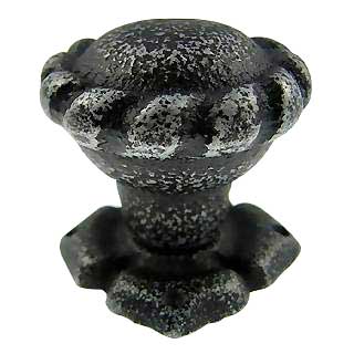 COPPER MOUNTAIN HARDWARE Black Wrought Iron Roped Cabinet & Furniture Knob With Back Plate