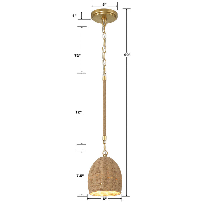 Crystorama Crystorama Jace 1 Light Soft Gold Mini Pendant