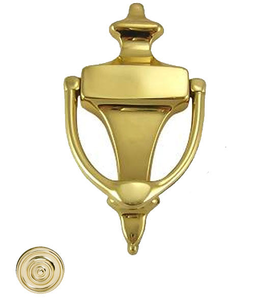 6 Inch (4 1/4 Inch c-c) Solid Brass Traditional Door Knocker COPPER MOUNTAIN HARDWARE