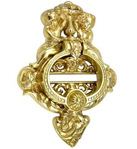 French Empire 10 Inch Brass Cherubs Door Knocker (Several Finishes Available) COPPER MOUNTAIN HARDWARE