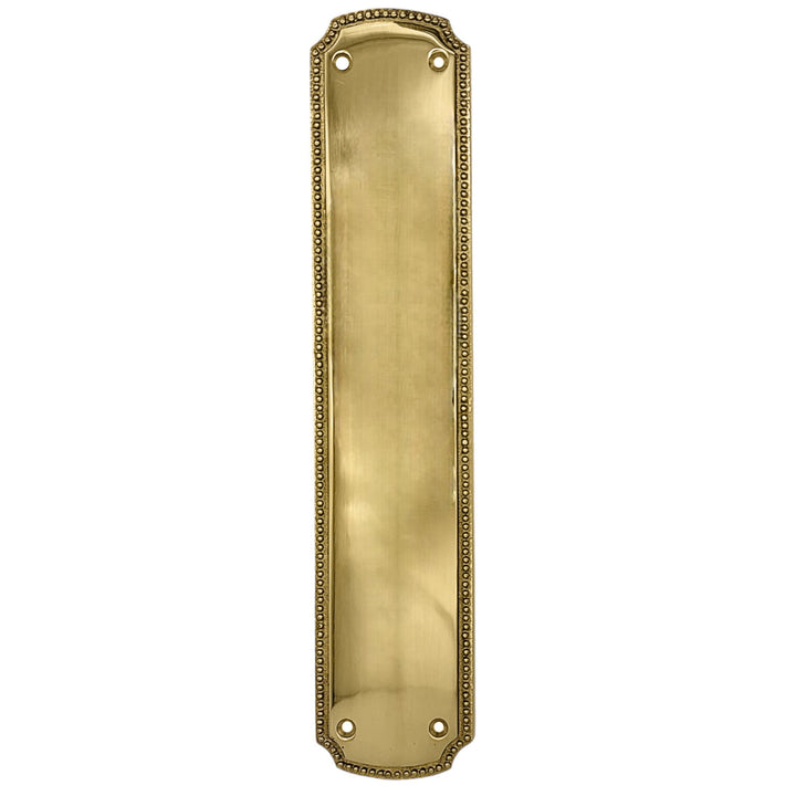 11 1/2 Inch Solid Brass Beaded Push & Plate COPPER MOUNTAIN HARDWARE