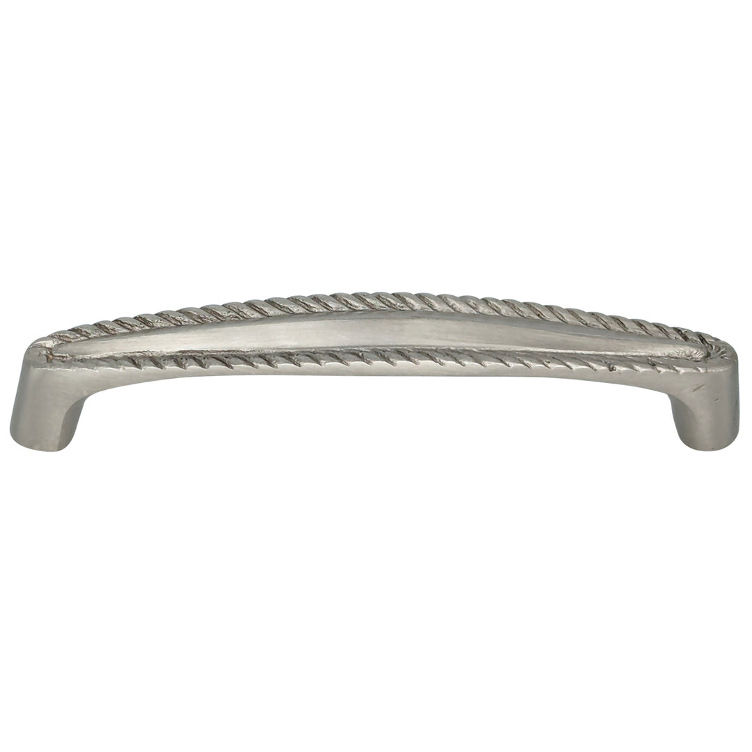 4 Inch Overall (3 3/4 Inch c-c) Brass Georgian Roped Style Pull (Satin Nickel Finish) COPPER MOUNTAIN HARDWARE