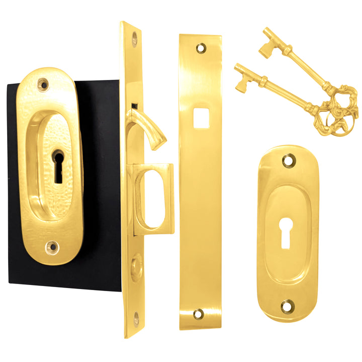 Traditional Oval Pattern Pocket Privacy (Lock) Style Door Set