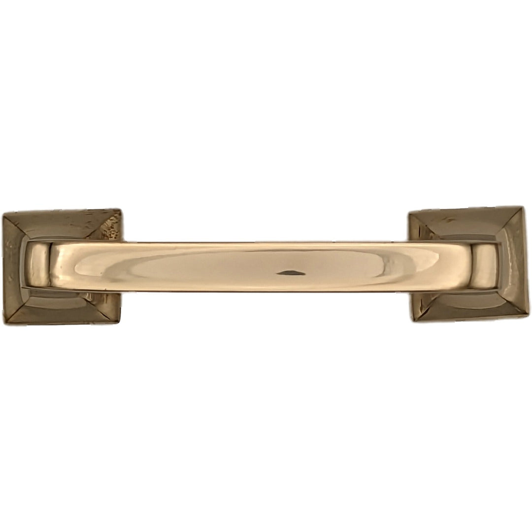 4 1/4 Inch Overall (3 1/4 Inch c-c) Solid Brass Square Traditional Pull