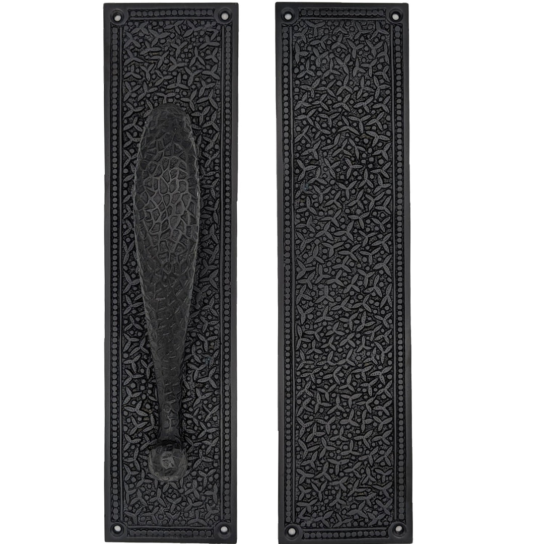 12 Inch Solid Brass Rice Pattern Door Pull and Push Plate (Black Bronze Finish) COPPER MOUNTAIN HARDWARE