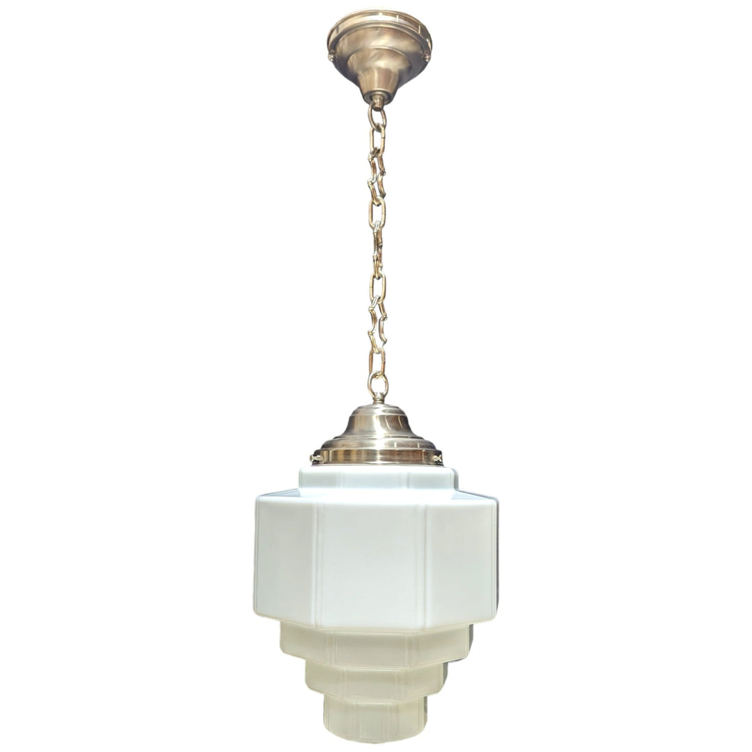 34 1/2 Inch Manhattan Skyscraper Grandeur Style Chain Light (Satin Nickel Finish) COPPER MOUNTAIN HARDWARE