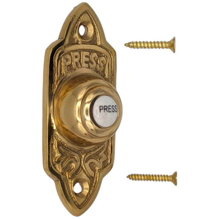 3 Inch Solid Brass Decorative Porcelain "Press" Doorbell Button (Several Finishes Available) COPPER MOUNTAIN HARDWARE