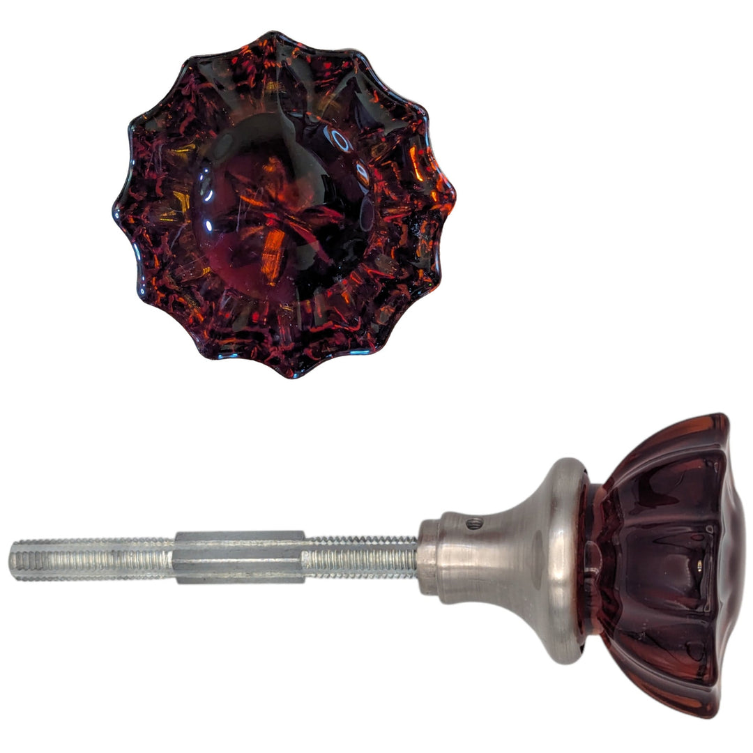 Amber Fluted Crystal Spare Door Knob Set (Several Finishes Available) COPPER MOUNTAIN HARDWARE