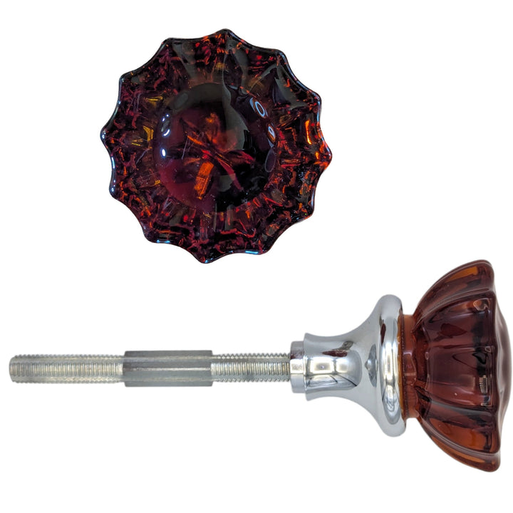Amber Fluted Crystal Spare Door Knob Set (Several Finishes Available) COPPER MOUNTAIN HARDWARE